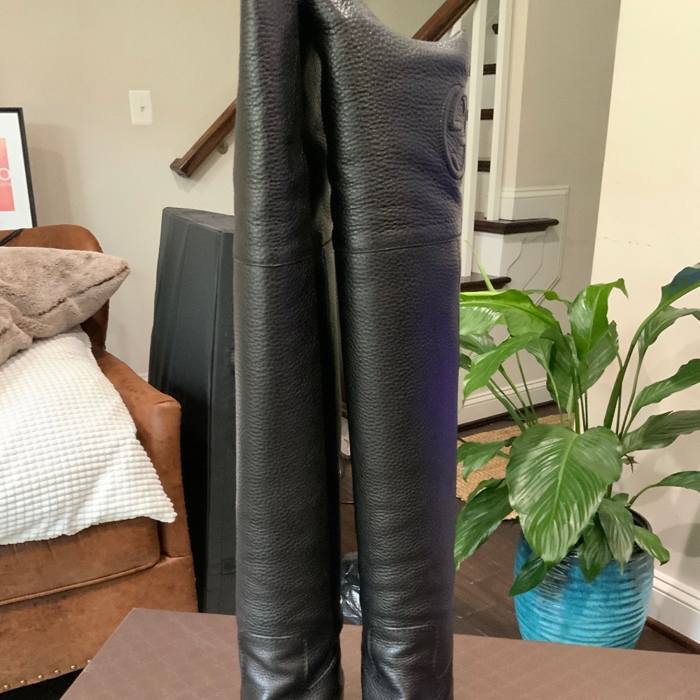 Gucci Embossed Leather Over-the-Knee Boots